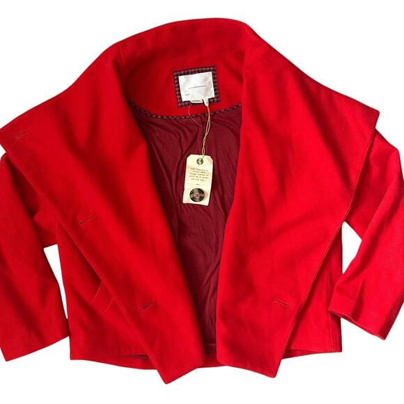 Anthropologie Sascha Asymmetrical Jacket Bright Red Size Medium - Picture 12 of 13